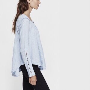 FREE PEOPLE Blue Sand Dune Cotton Henley Tunic Sz Medium